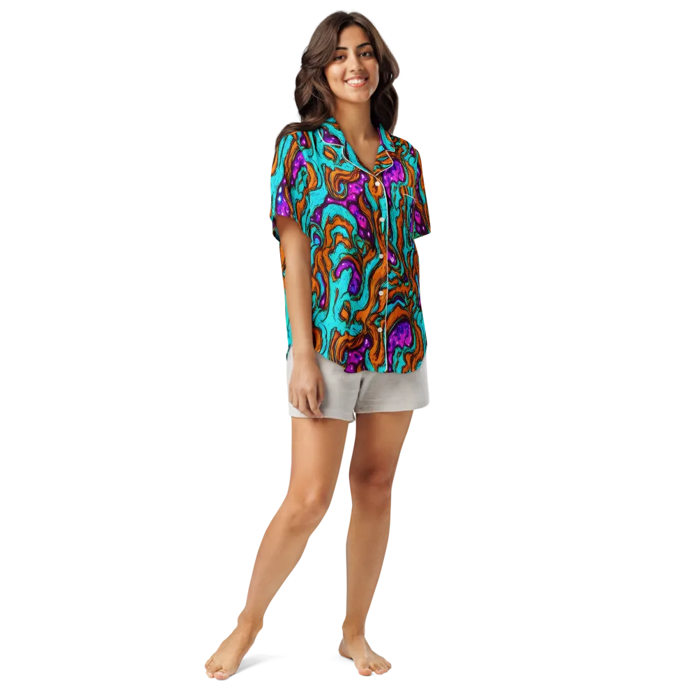 Molten Mirage on Women's Short Sleeve Pajama Top — Front