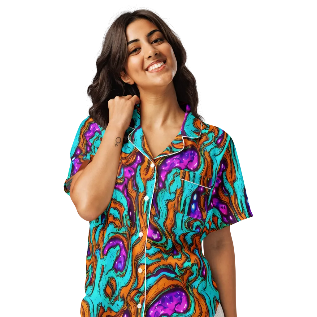 Molten Mirage on Women's Short Sleeve Pajama Top — Front