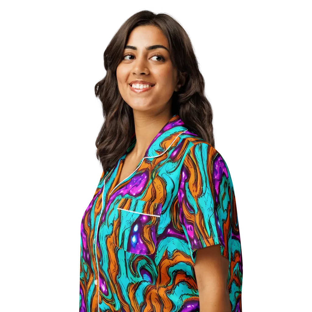 Molten Mirage on Women's Short Sleeve Pajama Top — Left Front