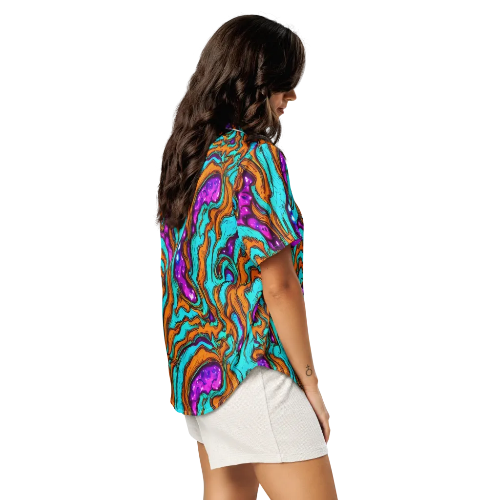 Molten Mirage on Women's Short Sleeve Pajama Top — Right Back