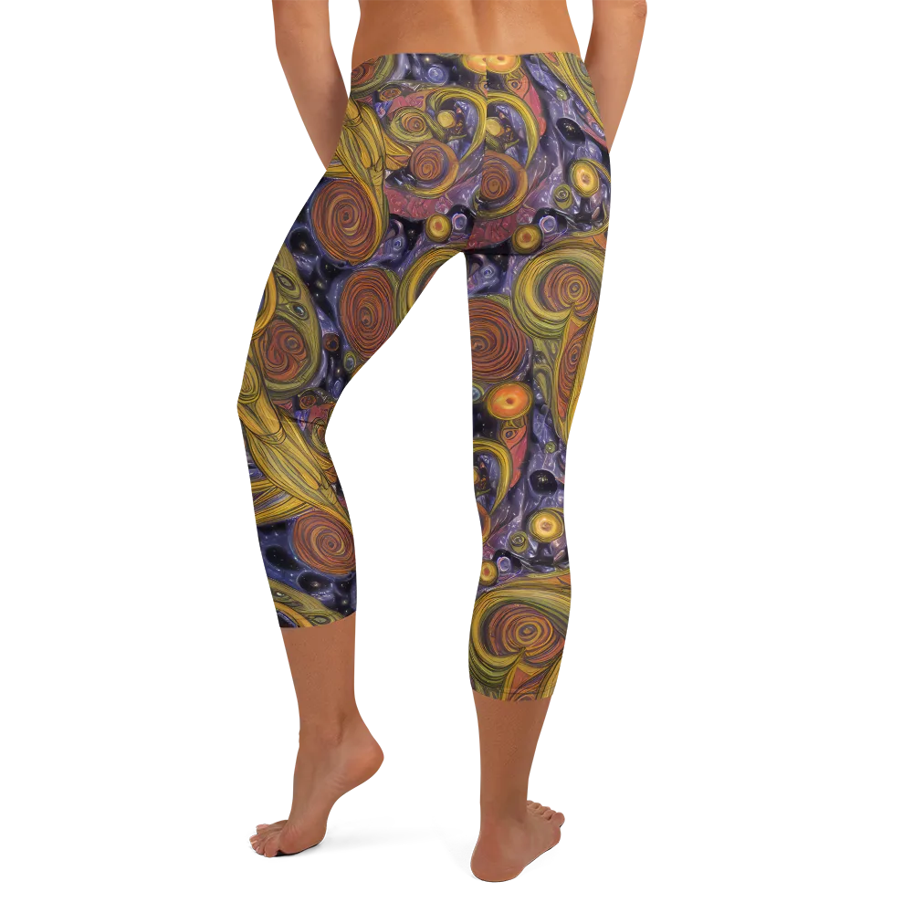 Orbiting Ochre on Capri Leggings — Back
