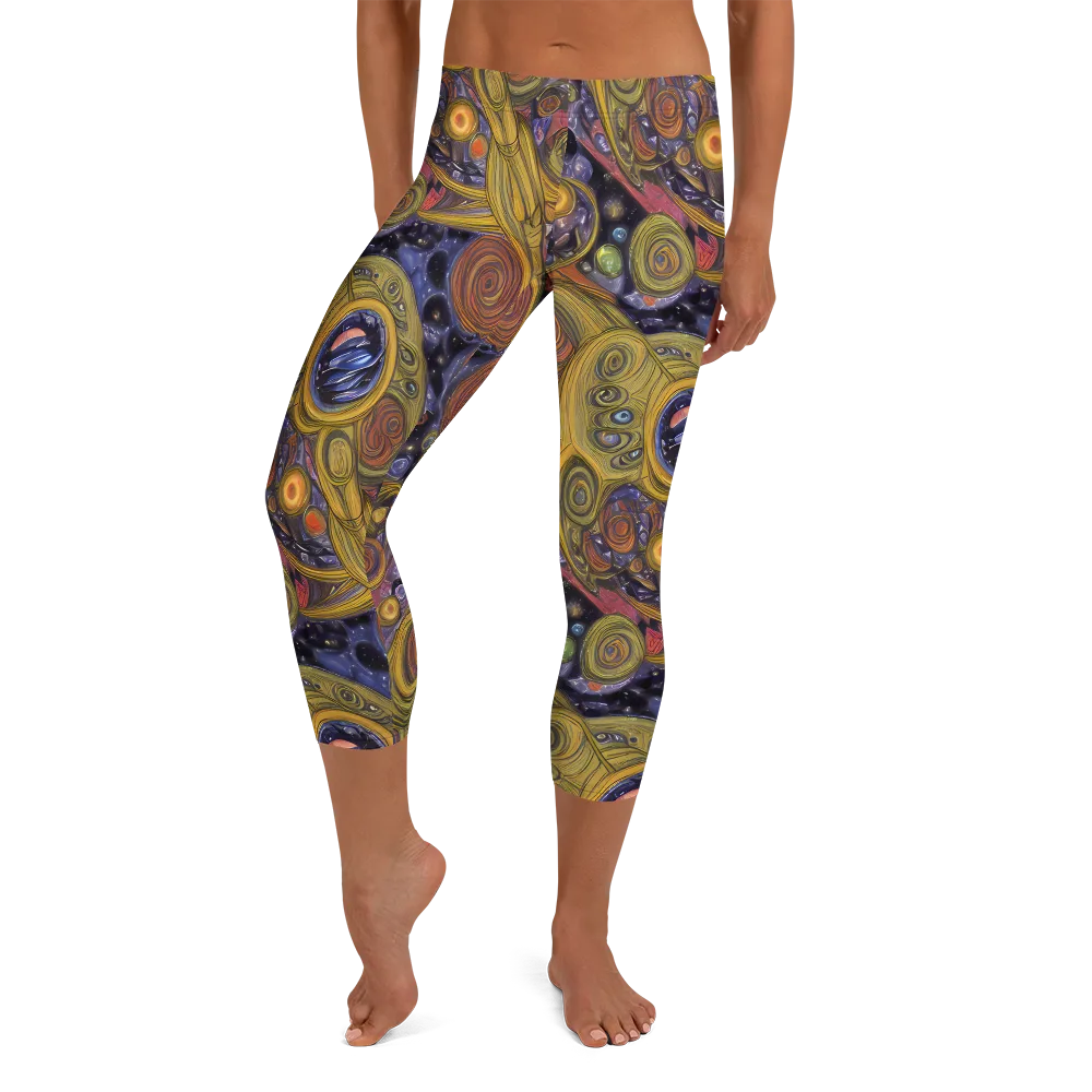 Orbiting Ochre on Capri Leggings — Front