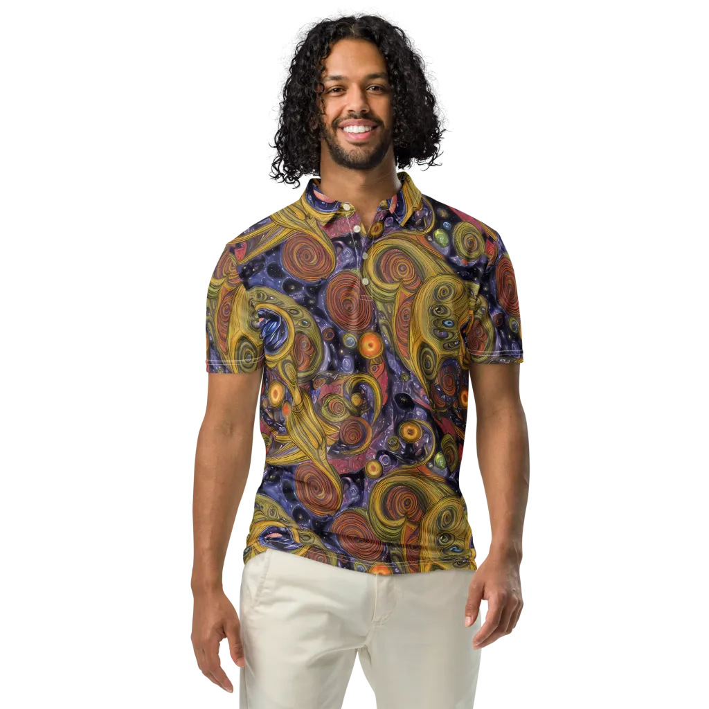 Orbiting Ochre on Men's Slim Fit Polo Shirt — Front