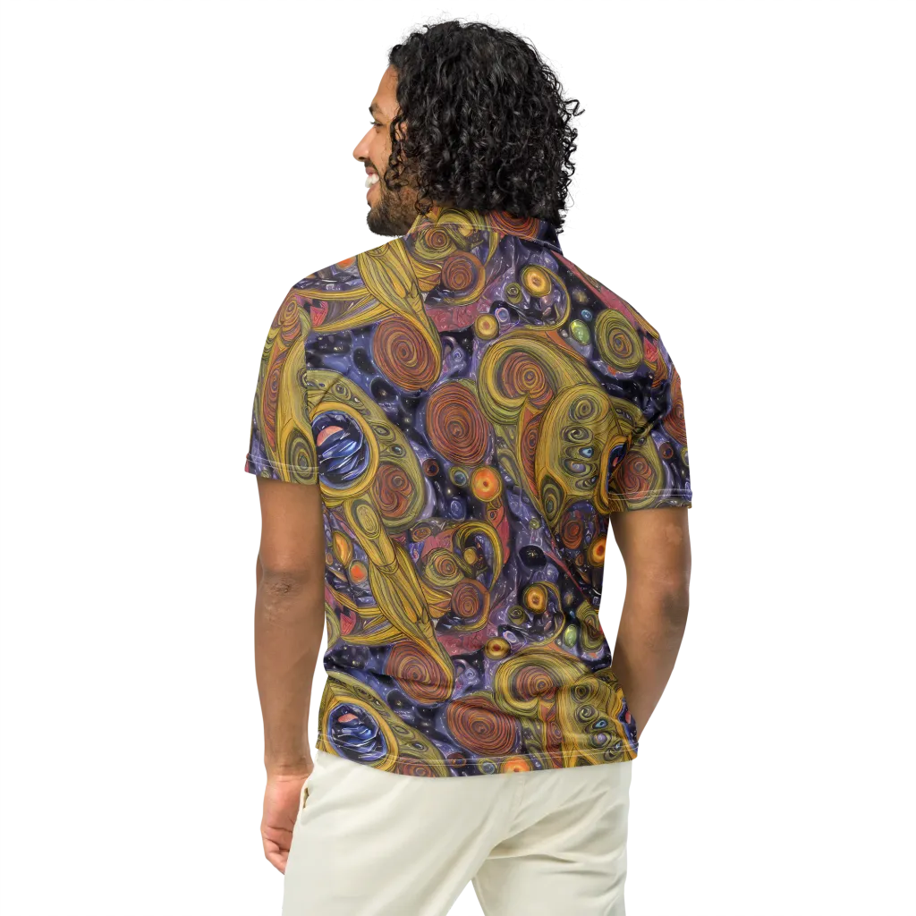 Orbiting Ochre on Men's Slim Fit Polo Shirt — Back