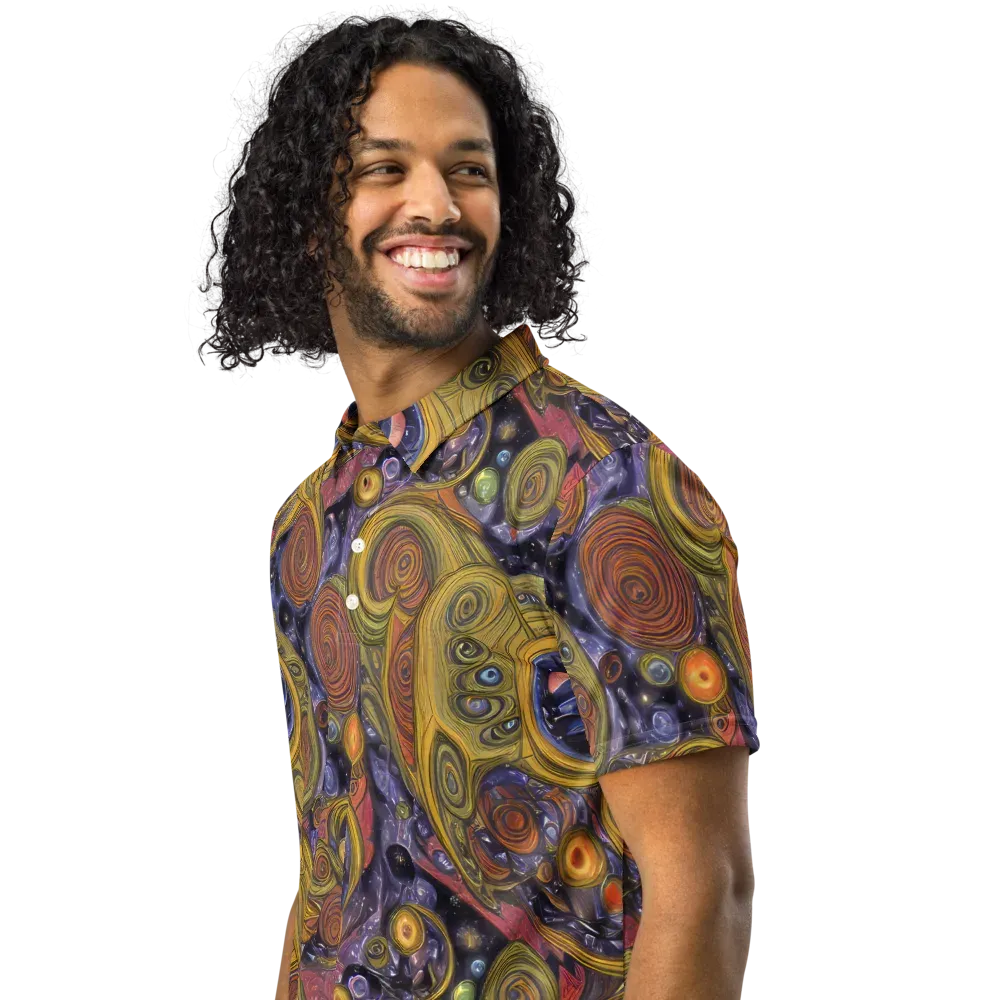 Orbiting Ochre on Men's Slim Fit Polo Shirt — Left Front
