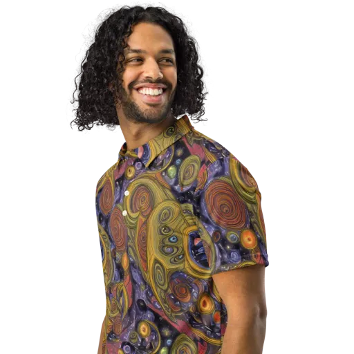 Orbiting Ochre on a Men's Slim Fit Polo Shirt