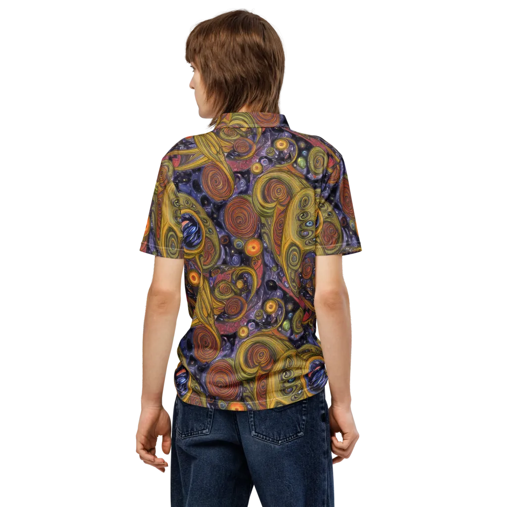 Orbiting Ochre on Men's Slim Fit Polo Shirt — Back