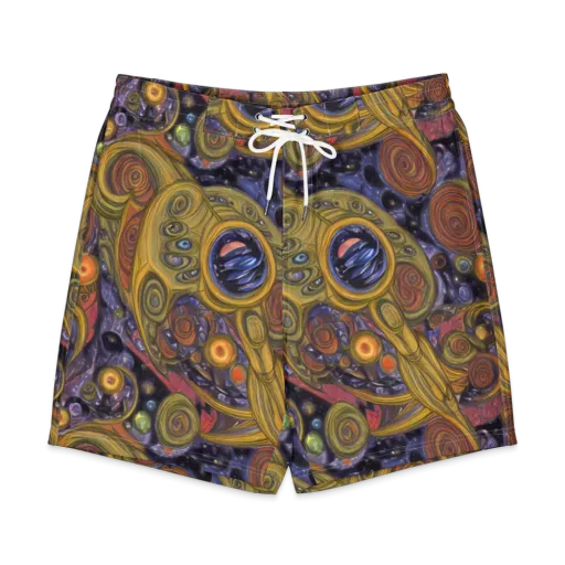 Orbiting Ochre on a Men's Board Shorts