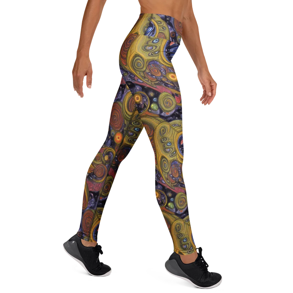 Orbiting Ochre on Yoga Leggings — Right