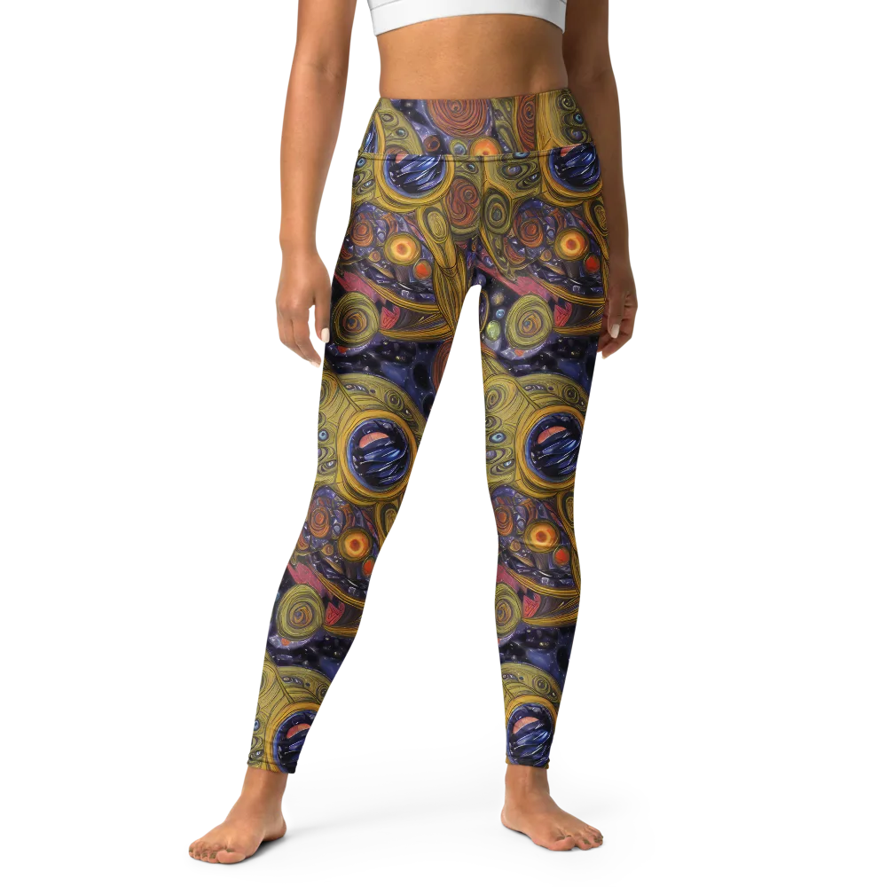 Orbiting Ochre on Yoga Leggings — Front