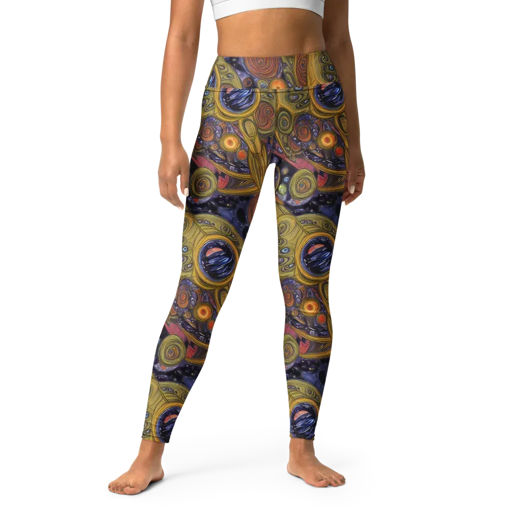 Orbiting Ochre on Yoga Leggings — Front