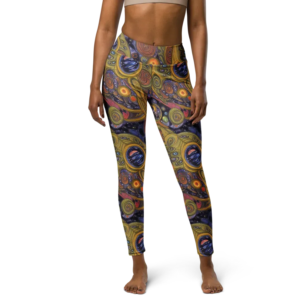 Orbiting Ochre on Yoga Leggings — Front