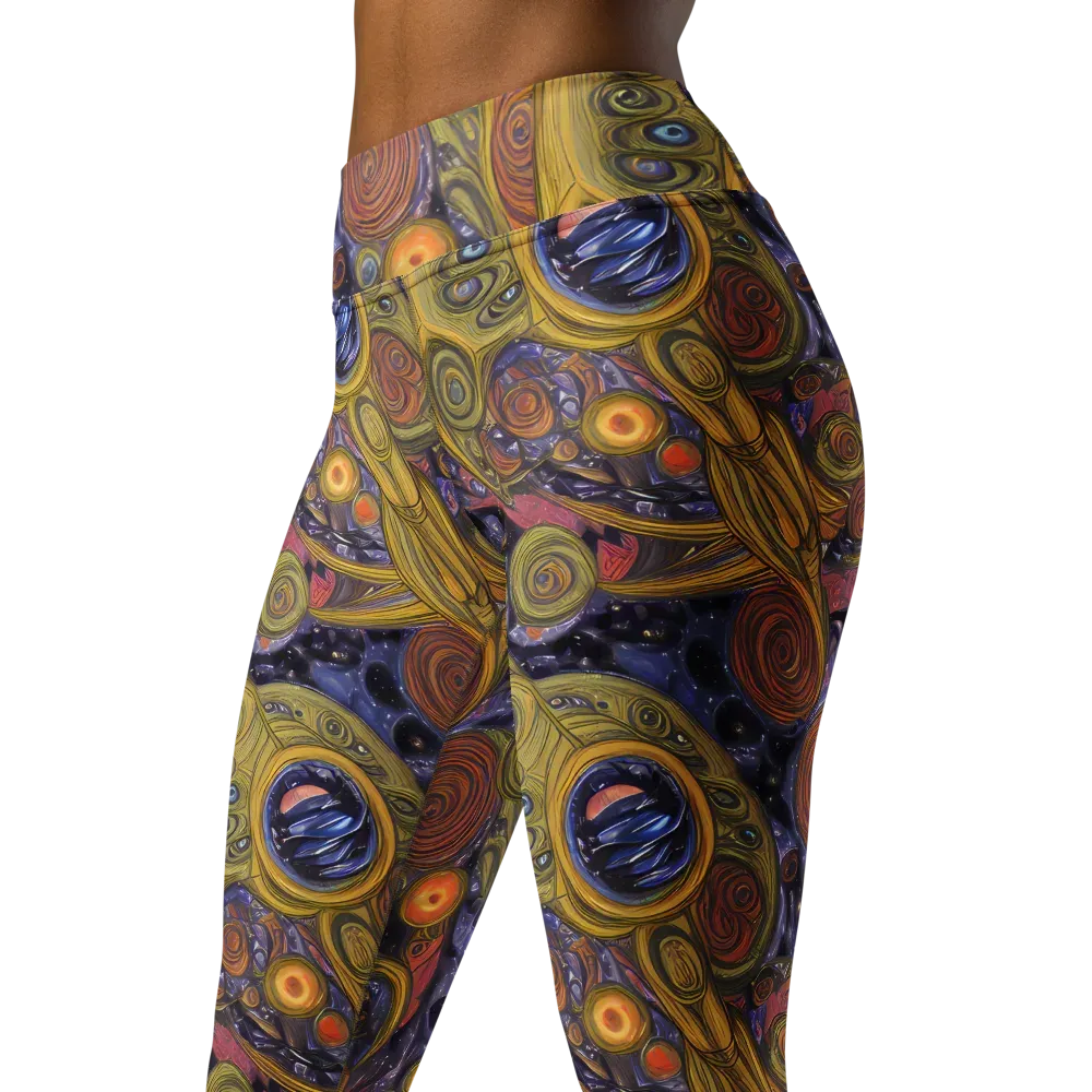 Orbiting Ochre on Yoga Leggings — Left Front