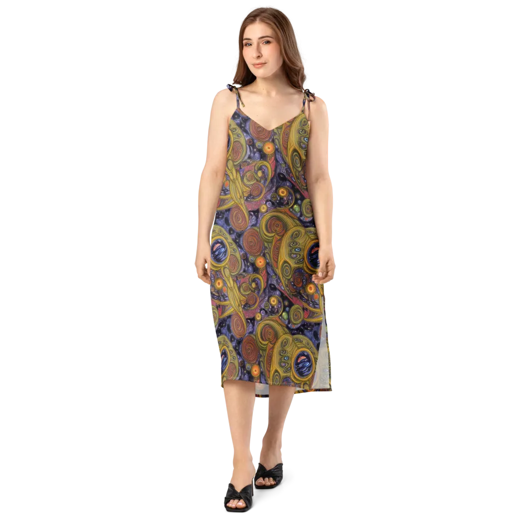Orbiting Ochre on Slip Dress — Front