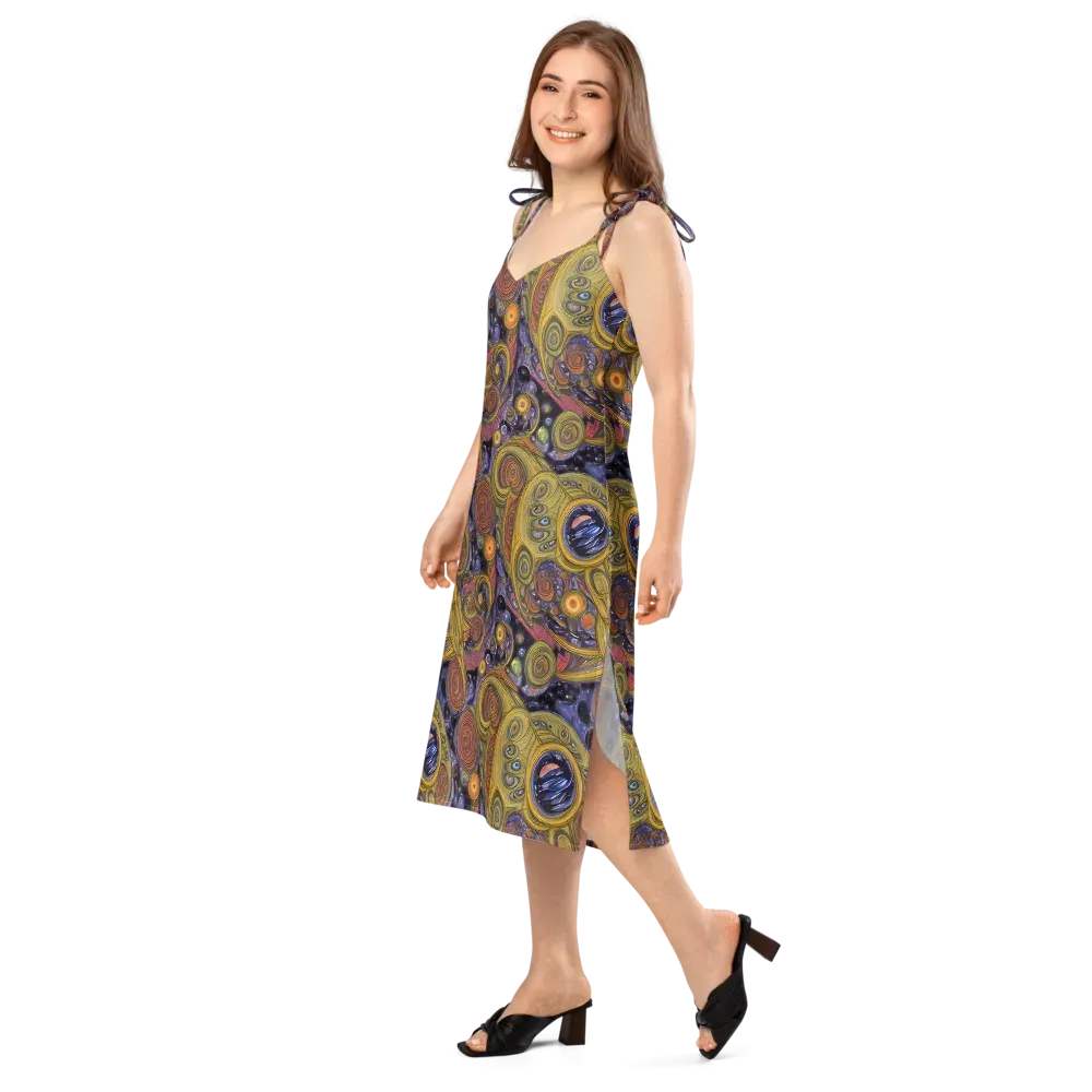 Orbiting Ochre on Slip Dress — Left Front
