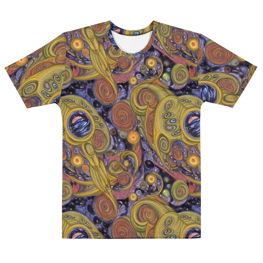 Orbiting Ochre on Men's Cotton Crew Neck T-Shirt — Front