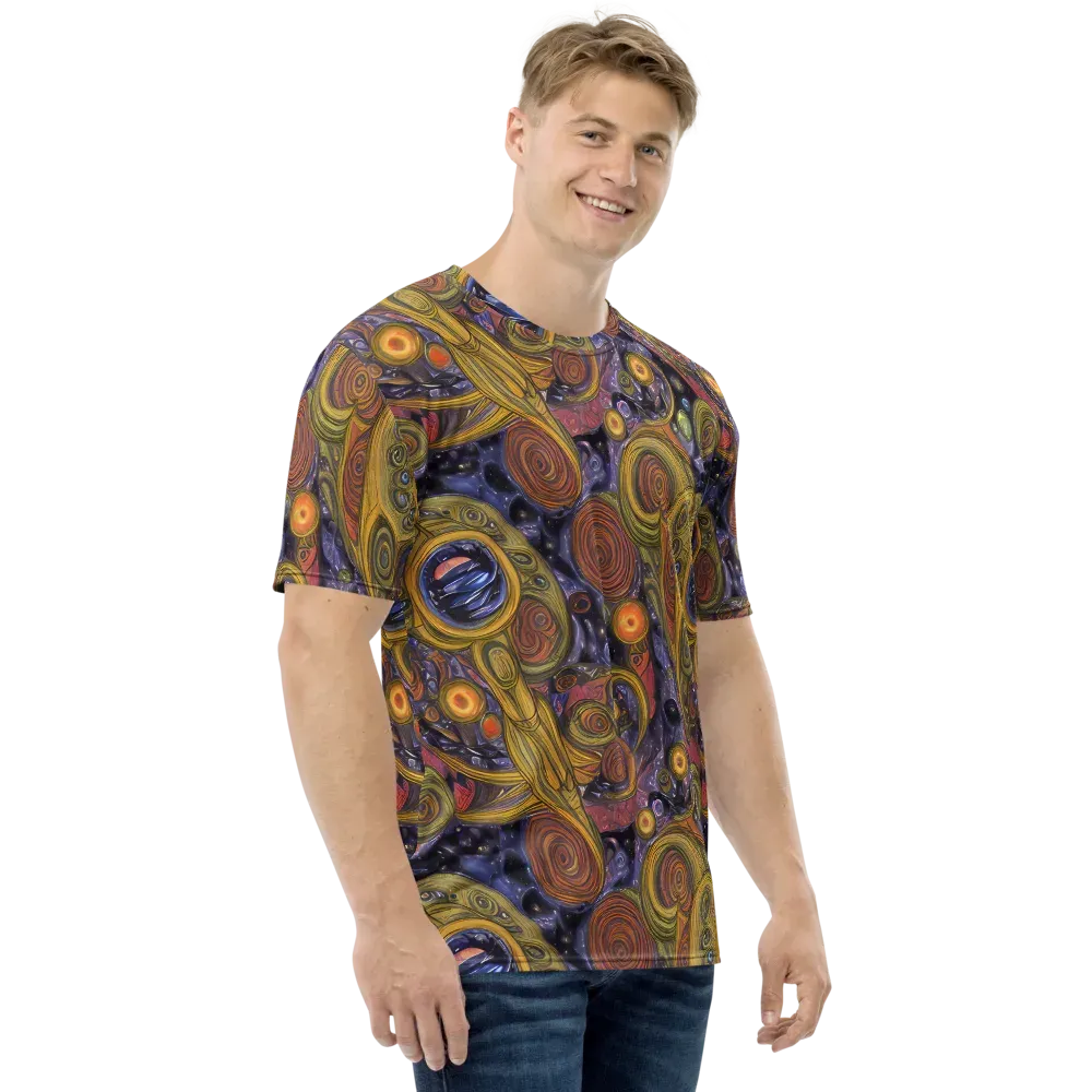 Orbiting Ochre on Men's Crew Neck T-Shirt — Right