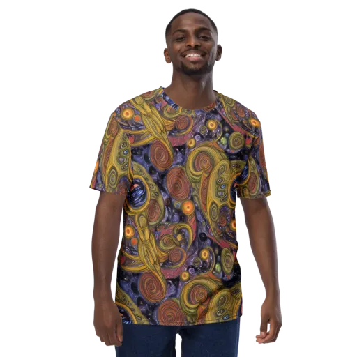 Orbiting Ochre on a Men's Crew Neck T-Shirt