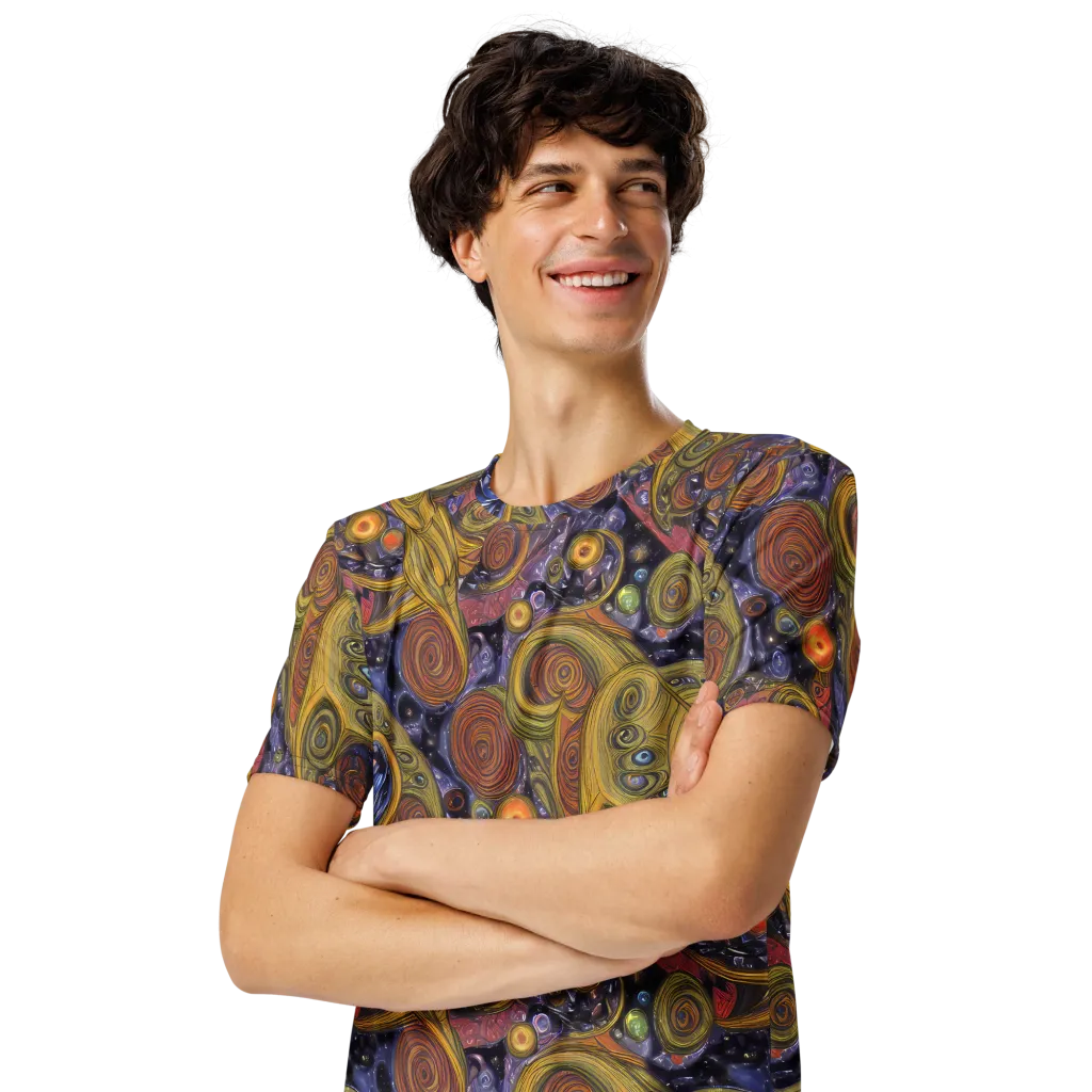 Orbiting Ochre on Men's Crew Neck T-Shirt — Left Front