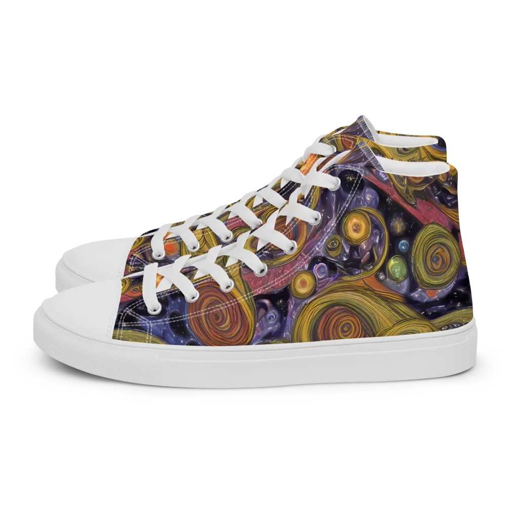 Orbiting Ochre on Men's High Top Canvas Shoes — Left