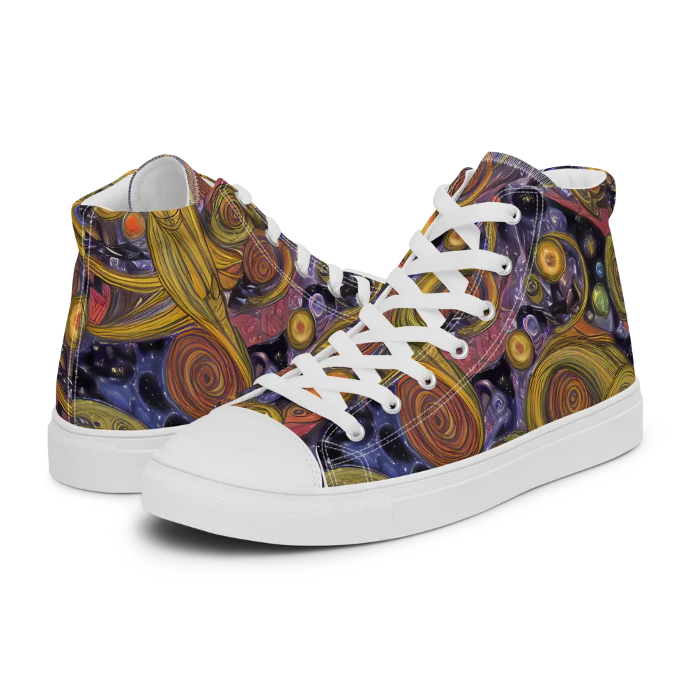 Orbiting Ochre on Men's High Top Canvas Shoes — Left
