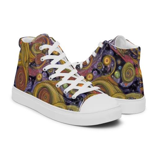 Orbiting Ochre on a Men's High Top Canvas Shoes