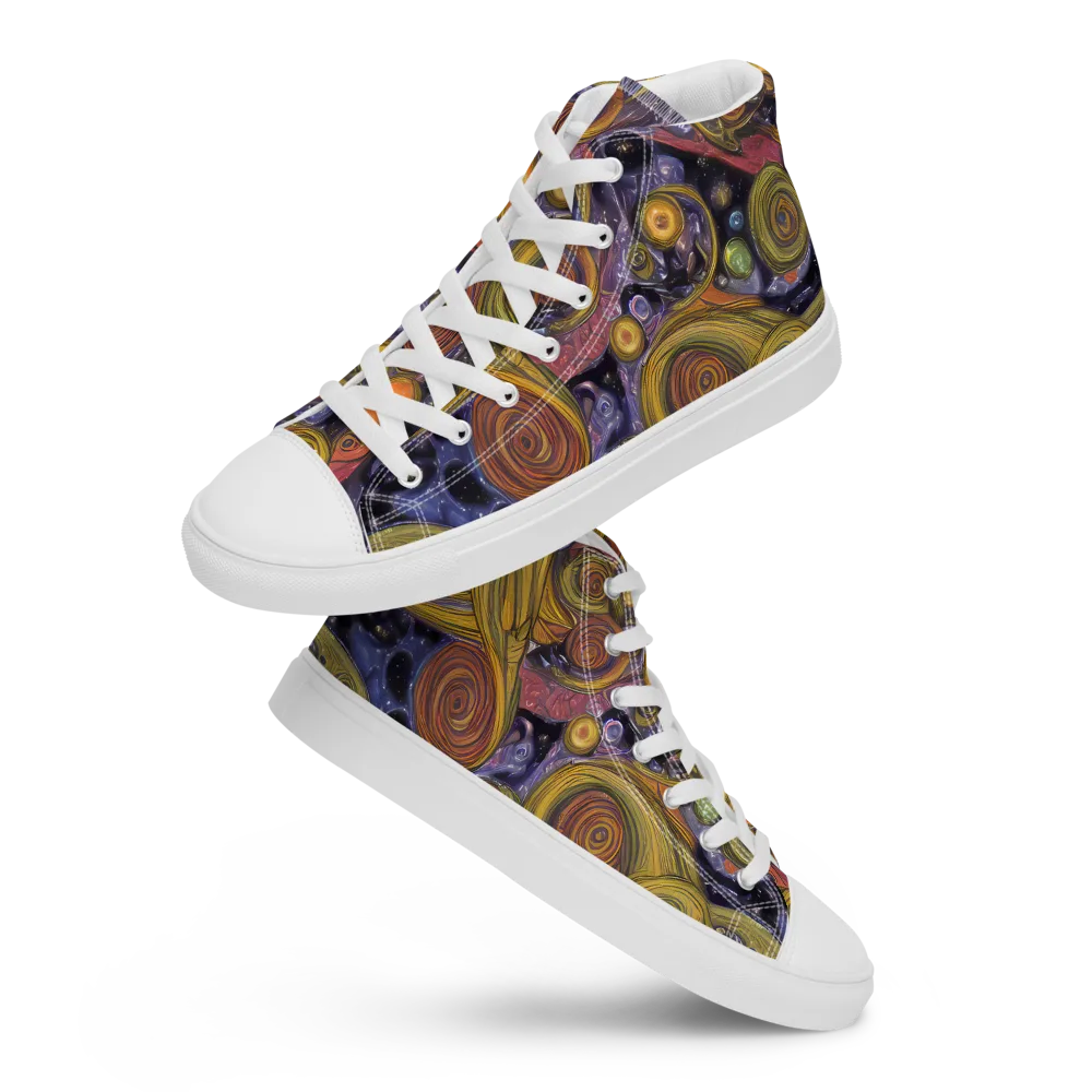 Orbiting Ochre on Men's High Top Canvas Shoes — Front