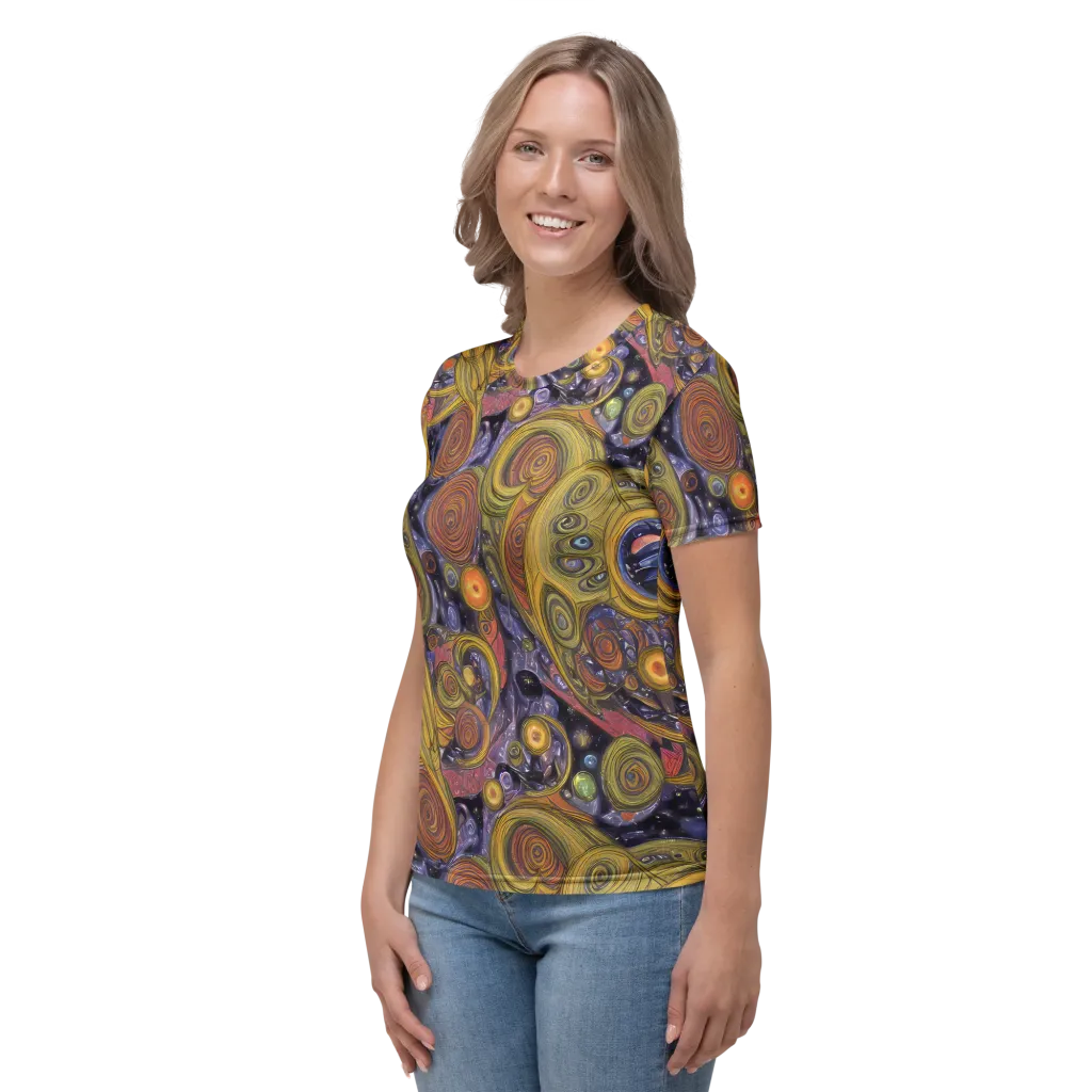 Orbiting Ochre on Women's Crew Neck T-Shirt — Left