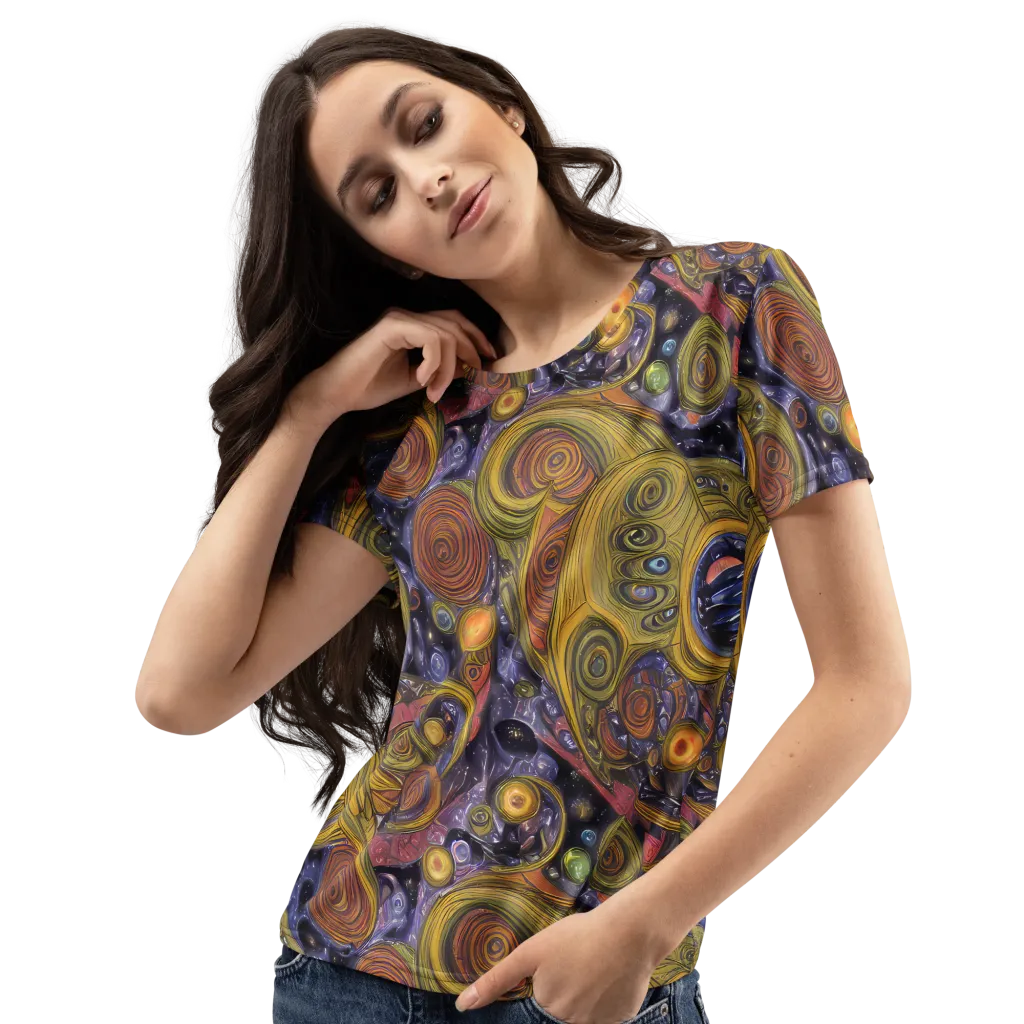 Orbiting Ochre on Women's Crew Neck T-Shirt — Left Front