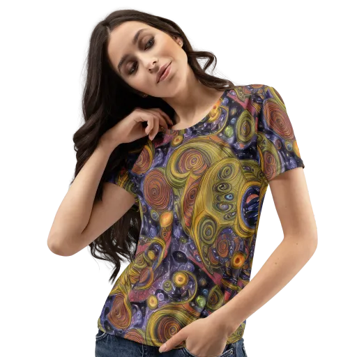 Orbiting Ochre on a Women's Crew Neck T-Shirt