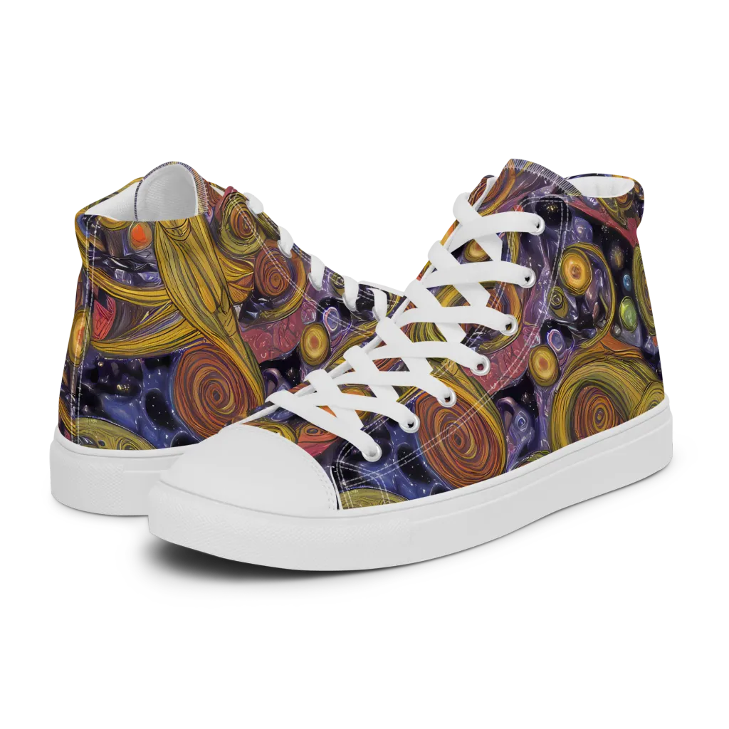 Orbiting Ochre on Women's High Top Canvas Shoes — Left