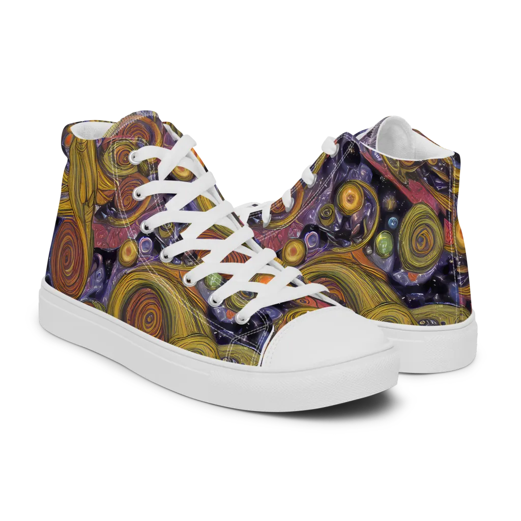 Orbiting Ochre on Women's High Top Canvas Shoes — Right
