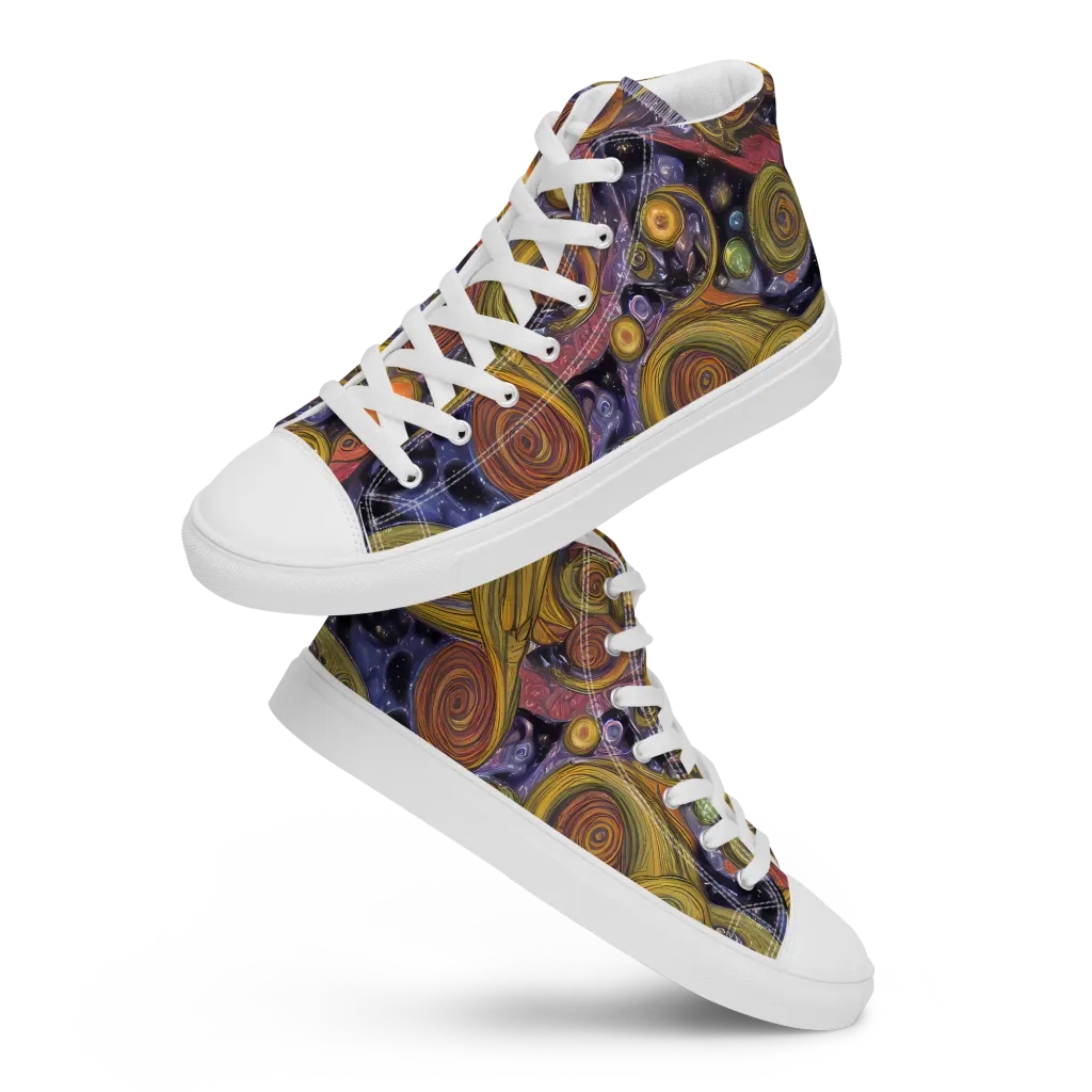 Orbiting Ochre on Women's High Top Canvas Shoes — Front