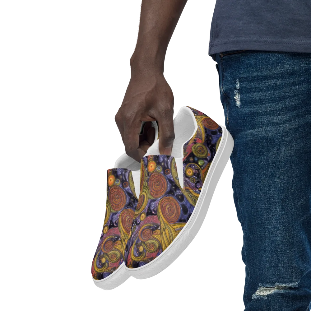 Orbiting Ochre on Men's Slip-On Canvas Shoes — Left Front