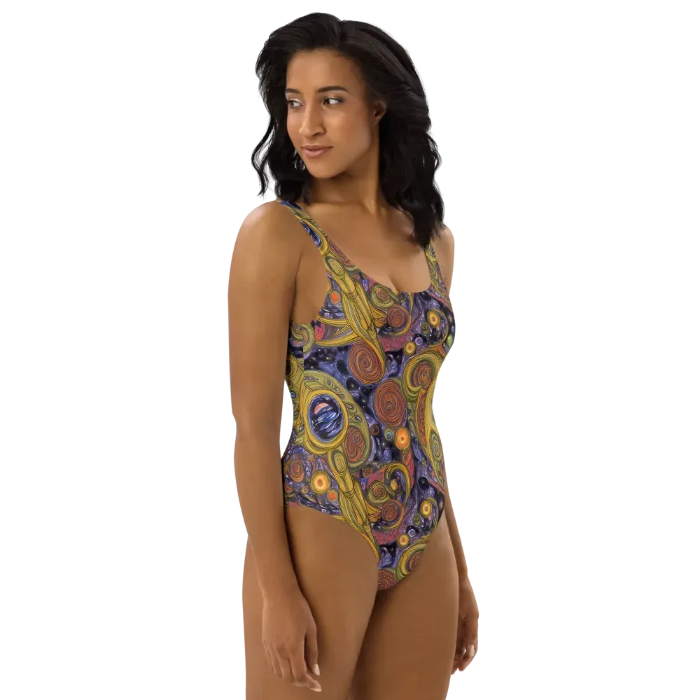 Orbiting Ochre on One-Piece Swimsuit — Right