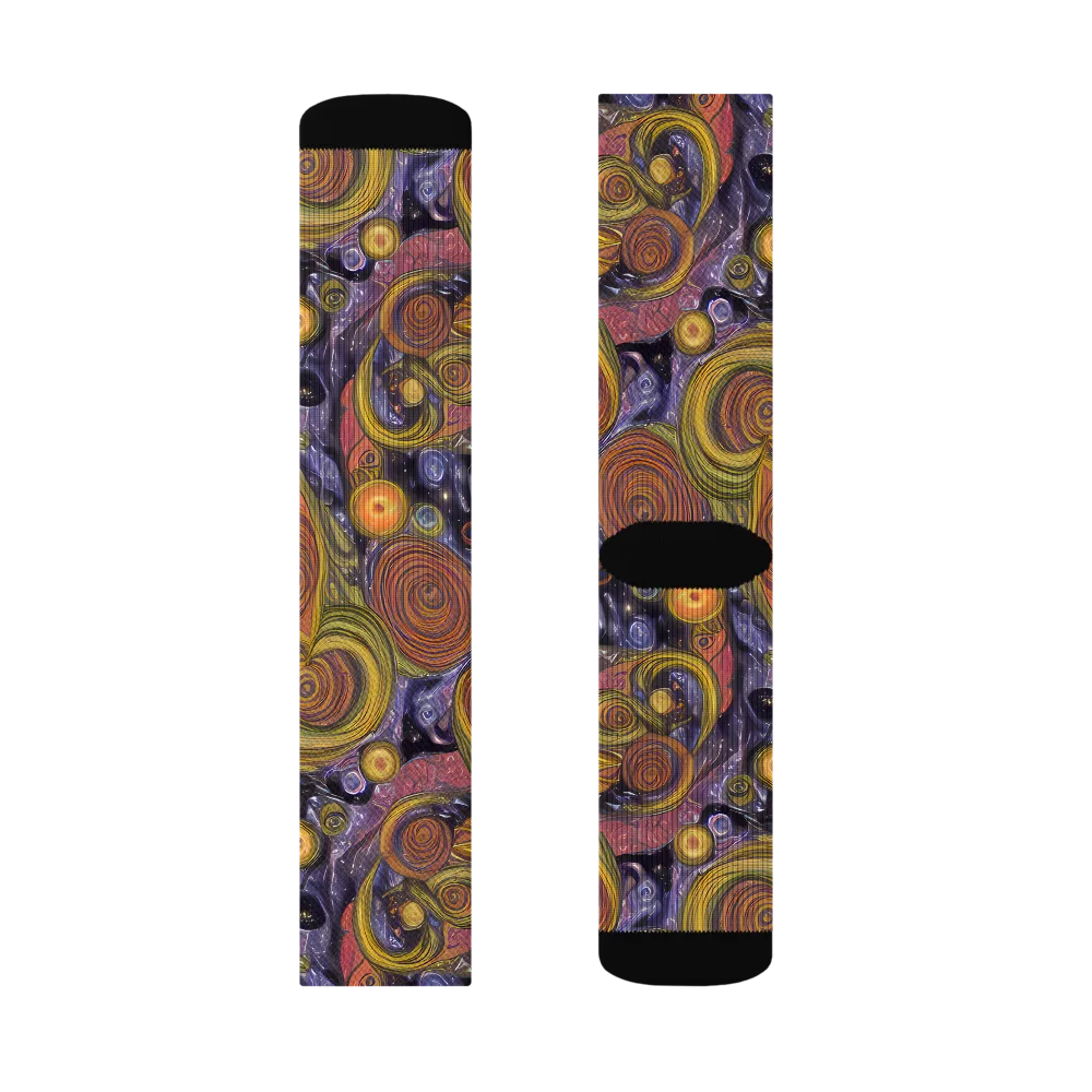 Orbiting Ochre on Socks — Left Sock