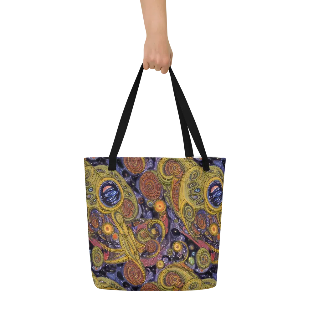 Orbiting Ochre on Large Tote Bag W/ Pocket — Front