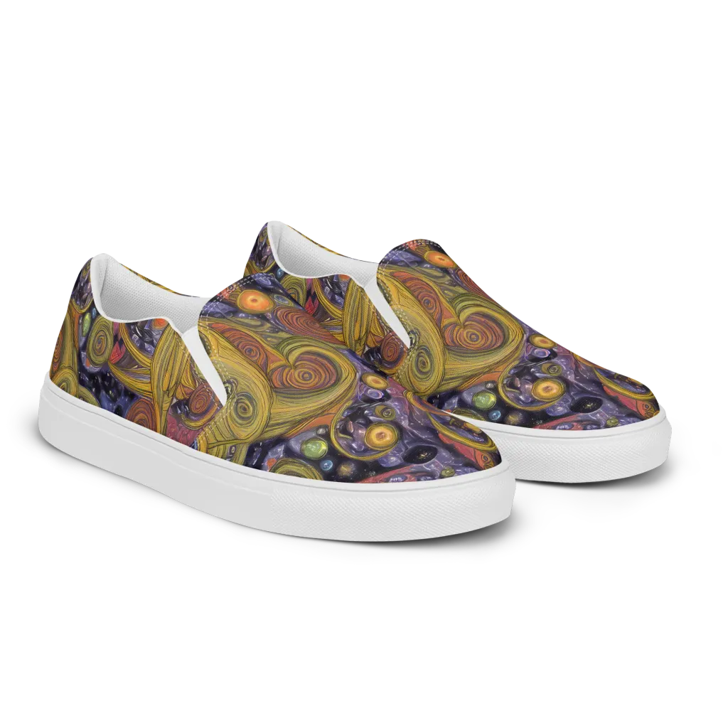 Orbiting Ochre on Women's Slip-On Canvas Shoes — Right Front