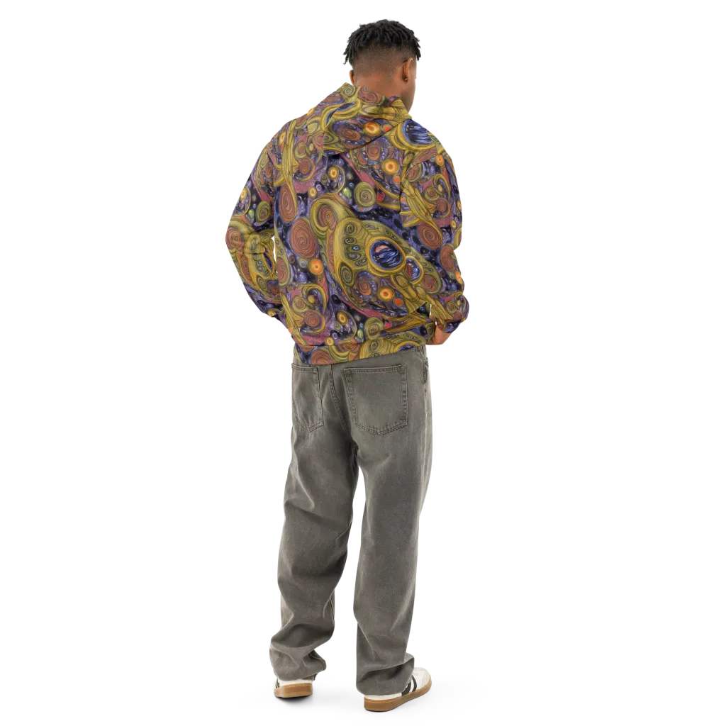 Orbiting Ochre on Cotton Hoodie — Back