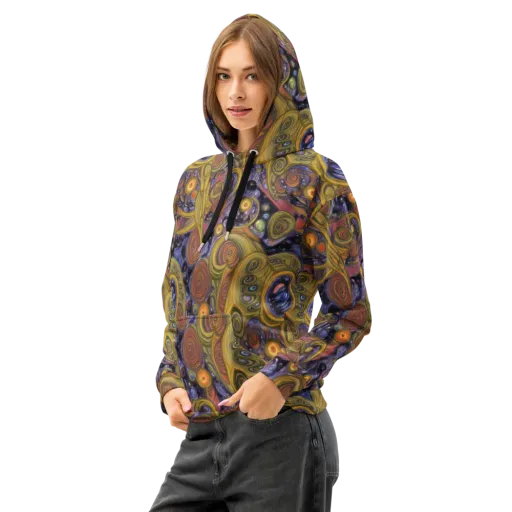 Orbiting Ochre on a Cotton Hoodie