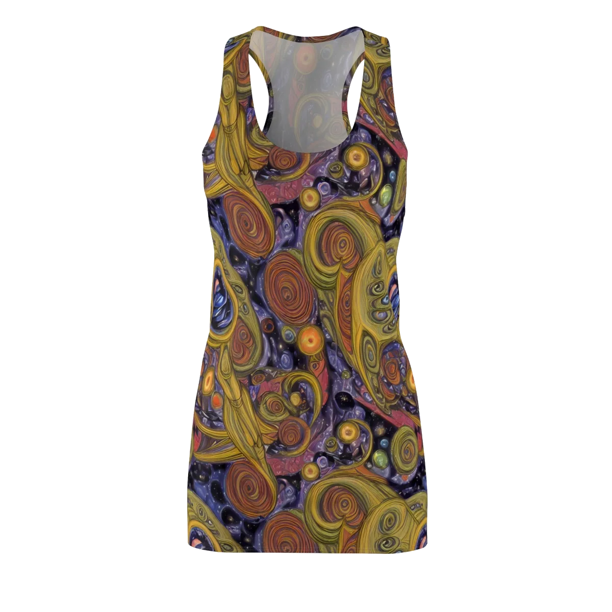 Orbiting Ochre on Racerback Dress — Front