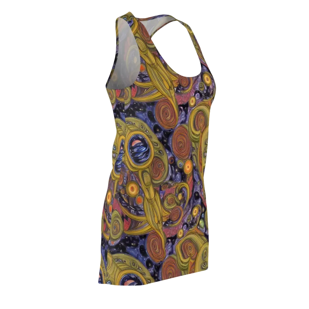 Orbiting Ochre on Racerback Dress — Front Side