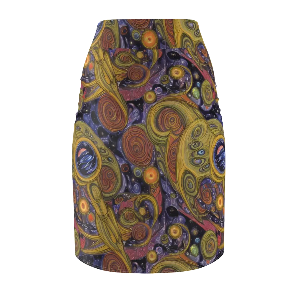Orbiting Ochre on Pencil Skirt — Back