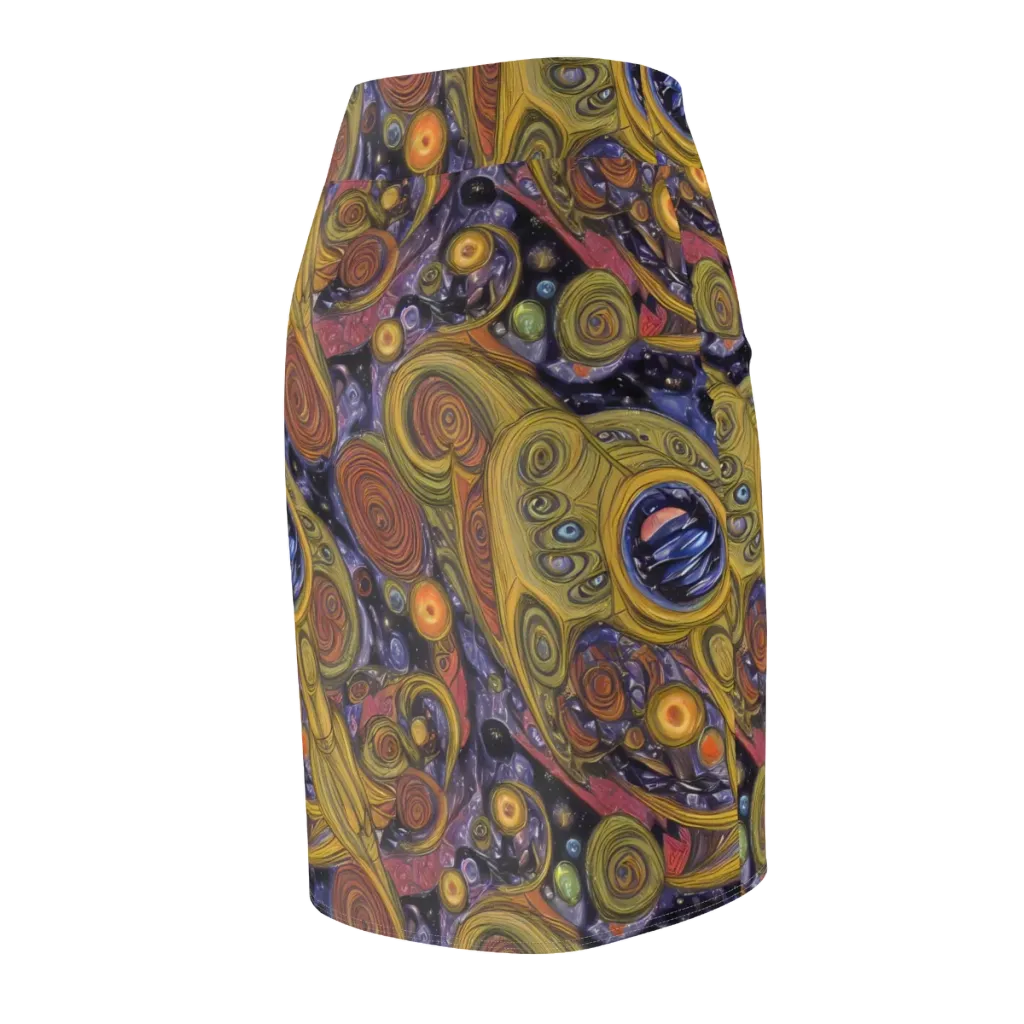 Orbiting Ochre on Pencil Skirt — Back Side