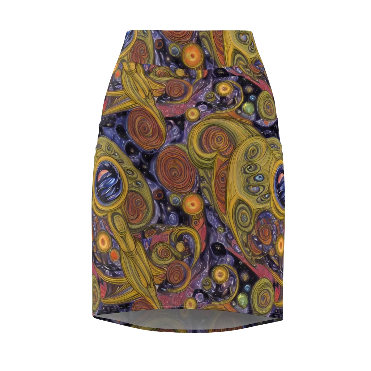 Orbiting Ochre on Pencil Skirt — Front