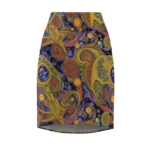 Orbiting Ochre on a Pencil Skirt