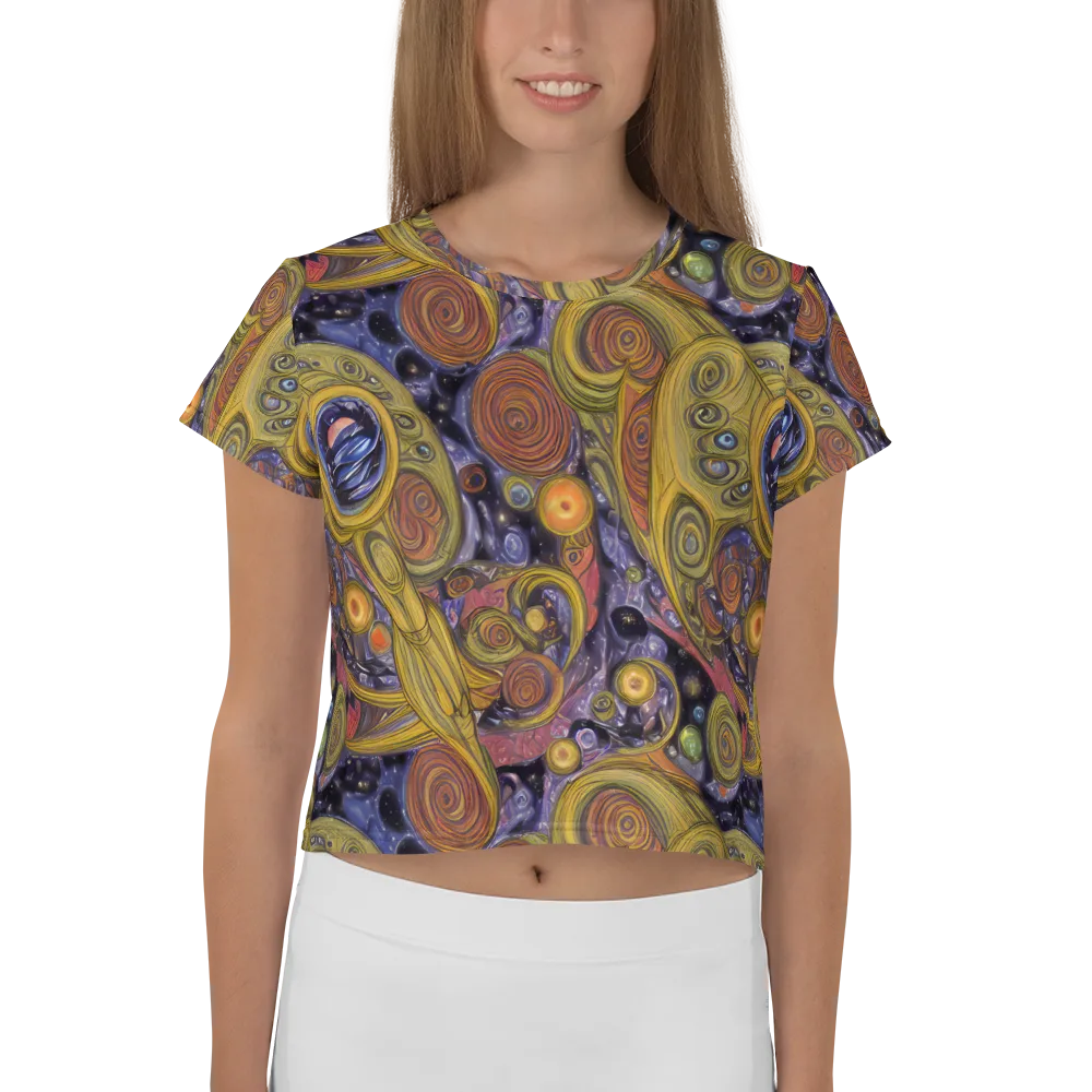 Orbiting Ochre on Crop Tee — Front