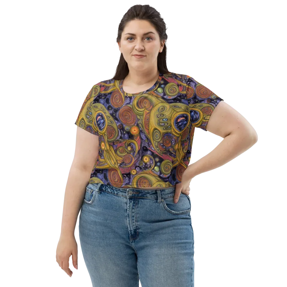 Orbiting Ochre on Crop Tee — Front