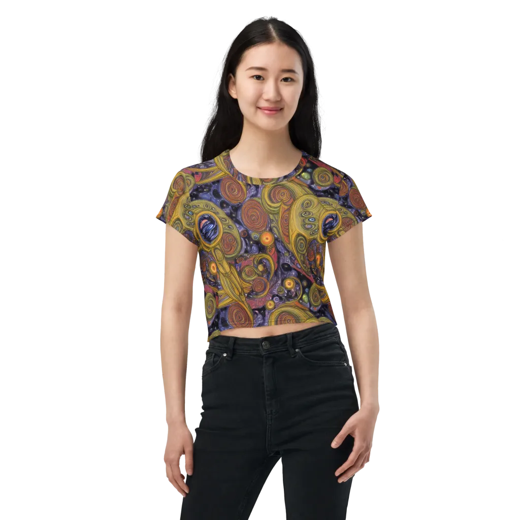 Orbiting Ochre on Crop Tee — Front
