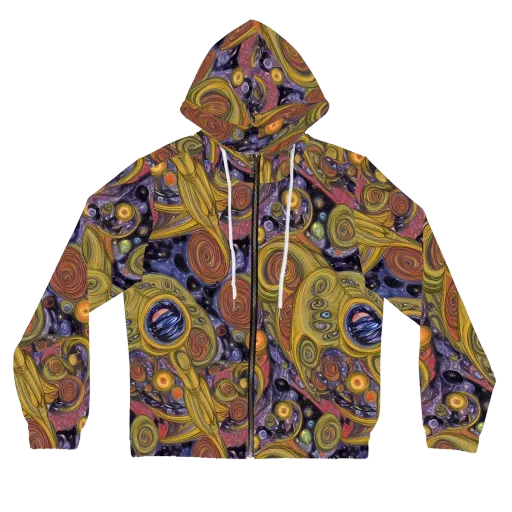 Orbiting Ochre on a Women's Full-Zip Hoodie